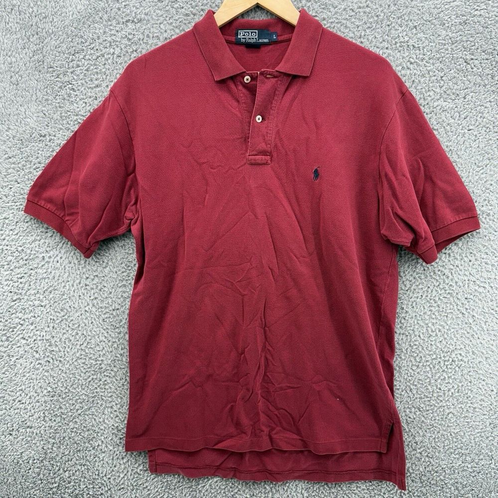 Ralph Lauren Polo Shirt Mens XL Red Short Sleeve Blue‎ Pony Golf Collared READ